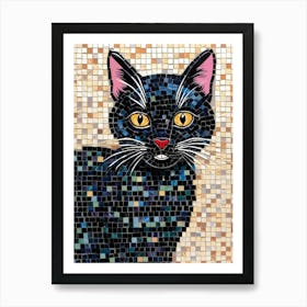 Black Cat Mosaic Art Print