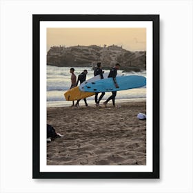 Surfers On The Beach Art Print