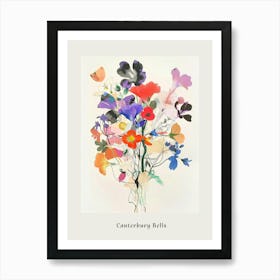 Canterbury Bells Collage Flower Bouquet Poster Art Print