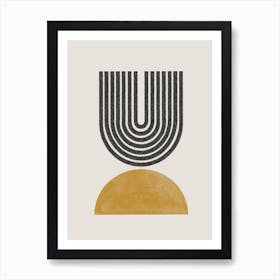 Mid Century Modern Graphic Mustard Yellow Shapes Art Print