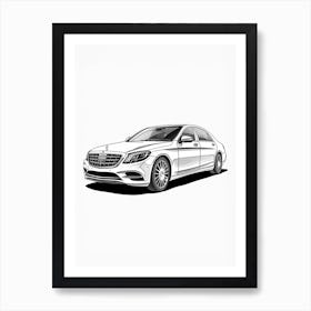 Mercedes Benz S Class Line Drawing 9 Art Print