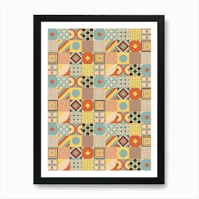 Patchwork Pattern - Bauhaus Azulejo geometric pattern, mosaic #6 Art Print