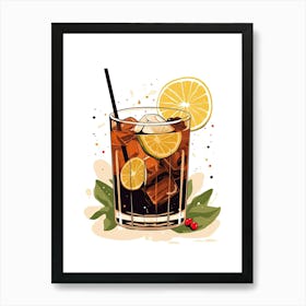 Illustration Cuba Libre Floral Infusion Cocktail 3 Art Print