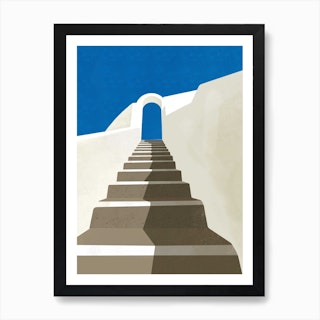 Stairs To The Sky Santorini Art Print