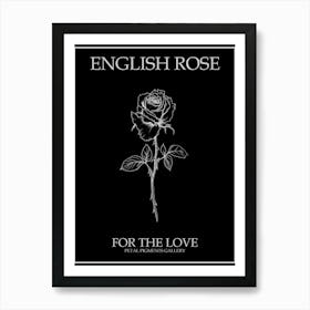 English Rose Black And White Line Drawing 15 Poster Inverted Art Print