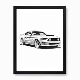 Ford Mustang Line Drawing 20 Art Print