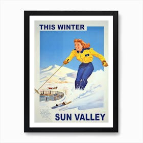 Sun Valley Skiing Girl Art Print