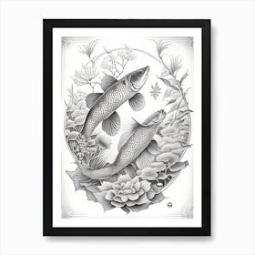Kin Showa Koi Fish Haeckel Style Illustastration Art Print