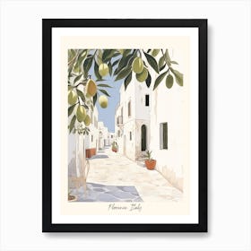 Puglia Italy With Olives Watercolour Art Print
