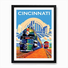 Locomotive On Cincinnati Railroad Art Print