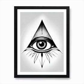 Perception, Symbol, Third Eye Simple Black & White Illustration 2 Art Print