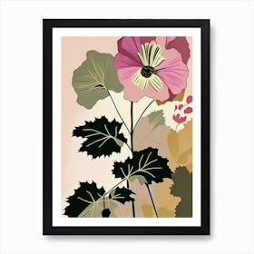 Hollyhock Wildflower Modern Muted Colours 2 Art Print