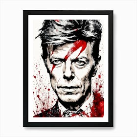 David Bowie Portrait Ink Painting (4) Art Print