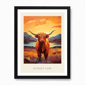 Sunset Cow Art Print