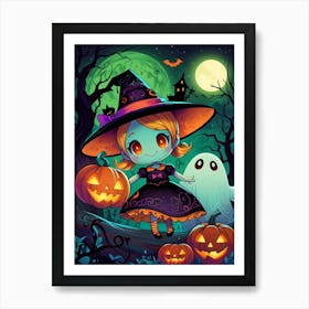 Cute Halloween Witch Art Print