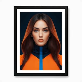 Geometric Fashion Woman Portrait Pop Art Orange (25) Art Print