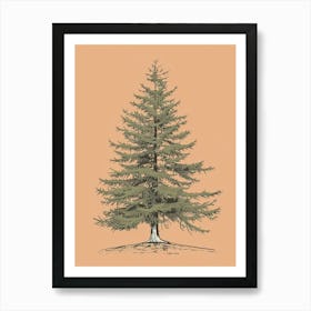 Hemlock Tree Minimalistic Drawing 2 Art Print