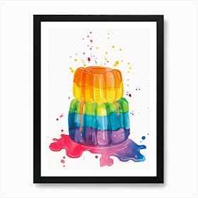 Rainbow Jelly Watercolour Inspired Painting 2 Art Print