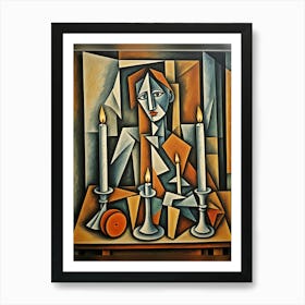 Woman With Candles Art Print