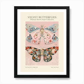 Velvet Butterflies Collection Vintage Butterflies William Morris Style 4 Art Print