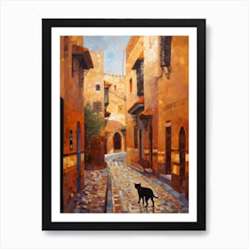 Painting Of Marrakech With A Cat In The Style Of Gustav Klimt 4 Art Print