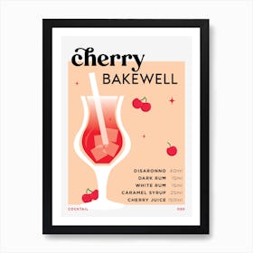 Cherry Bakewell in Peach Cocktail Recipe Art Print