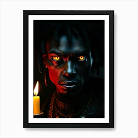 Black Man Holding A Candle Art Print