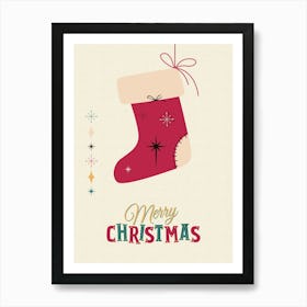 Mid Century Modern Christmas Stocking Art Print