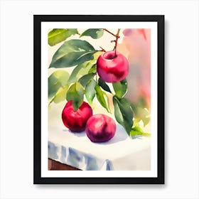 Plum Italian Watercolour fruit Art Print