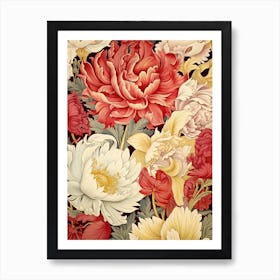 Peony Flower Pattern 2 Art Print