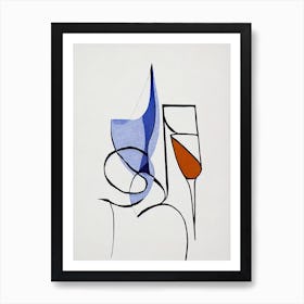 French Pearl Picasso Line Drawing Cocktail Poster Art Print