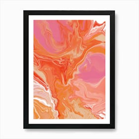 Orange Pink Marble Abstract Painting Art Print