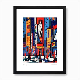 Time Square New York City Matisse Style 3 Watercolour Travel Poster Art Print