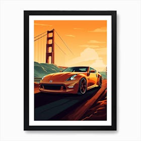 A Nissan Z In The Pacific Coast Highway Car Illustration 4 Art Print