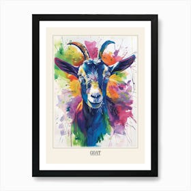 Goat Colourful Watercolour 2 Poster Art Print