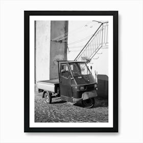 Ape Car in a small Italian village, Carpino | Black and White Photography Art Print