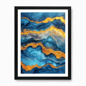 Blue and yellow abstraction painting Art Print