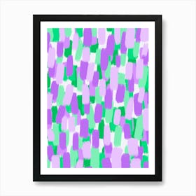 Abstract Brush Strokes Purple and Green Art Print