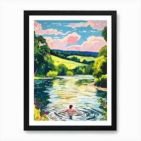 Wild Swimming At River Wye  Herefordshire 2 Art Print