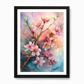 Hand Painted Cherry Blossom Artwork Nature's Beauty Art Print