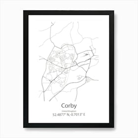 Corby,United Kingdom Minimalist Map Art Print