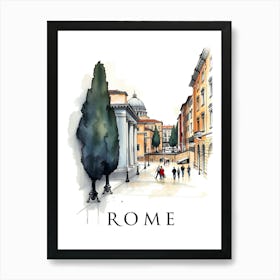 Watercolor Sketch Of Rome Art Print