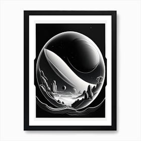 Aquarius Planet Noir Comic Space Art Print