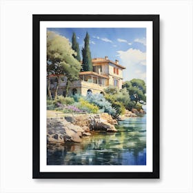 Villa Lante Italy Watercolour Painting  Art Print