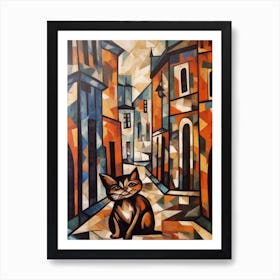 Painting Of Vienna With A Cat In The Style Of Cubism, Picasso Style 1 Art Print
