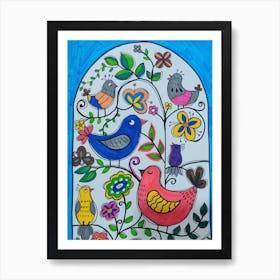 Birds And Flowers Art Print