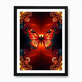 Butterfly On A Red sunset Art Print