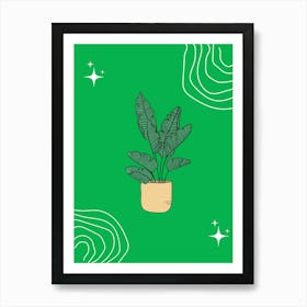 Green Plant On A Green Background Art Print
