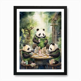 Panda Art Board Gaming Watercolour 3 Art Print