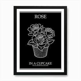 Rose In A Cupcake Line Drawing 1 Poster Inverted Art Print